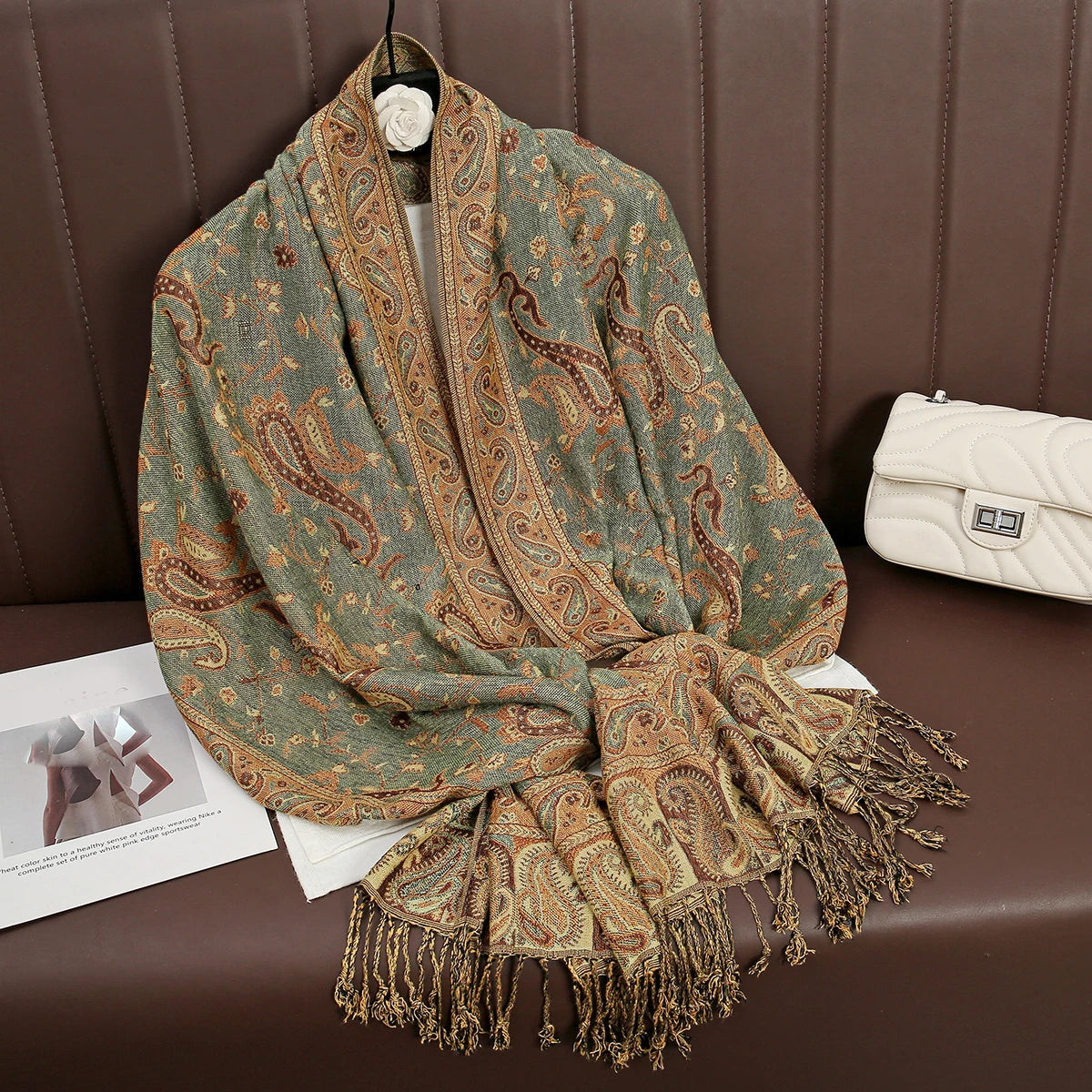 Women's Cashmere Pashmina Shawl Warm Winter Scarf Wrap with Elegant Print