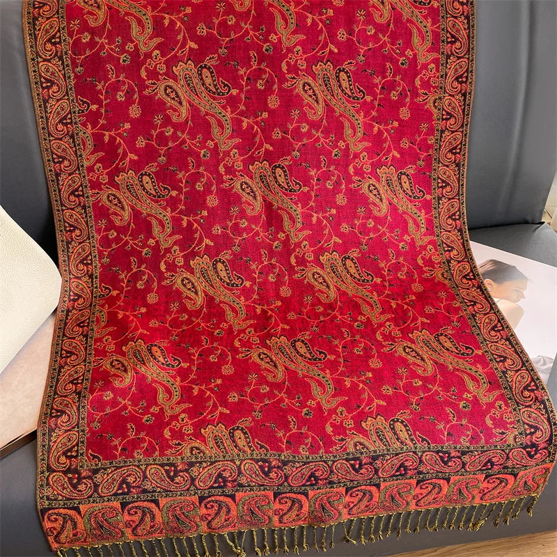 Women's Cashmere Pashmina Shawl Warm Winter Scarf Wrap with Elegant Print