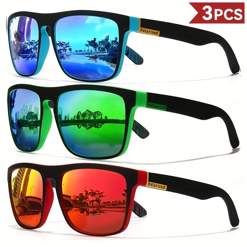3PCS Polarized Square Sunglasses – Stylish Outdoor Shades for Men & Women
