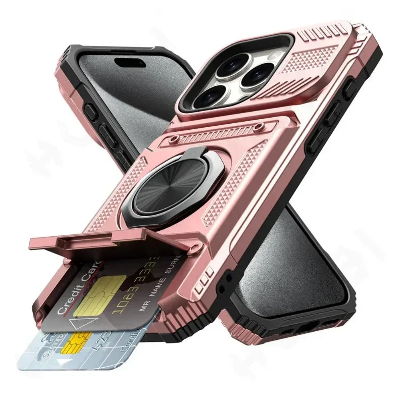 Case For iPhone 16 15 14 13 12 11 Pro Max Magnetic Rotated Ring Kickstand Heavy Duty Drop Protection Wallet Cover