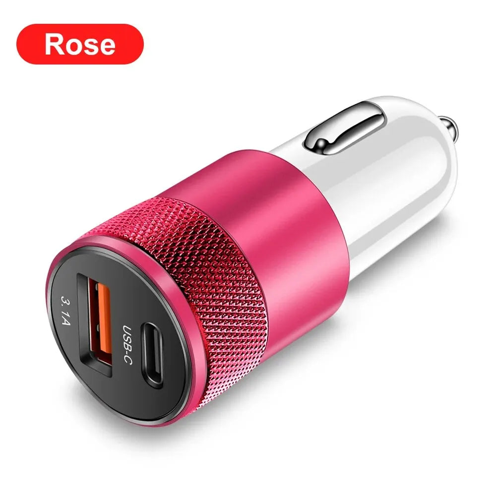 3.1A USB Car Charger Type-C Fast Charging Adapter for Phone Cigarette Port