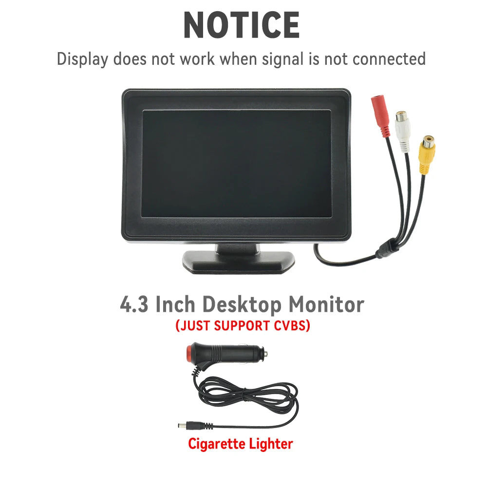 4.3'' Car Monitor Screen HD Display for Reversing Camera Easy Install