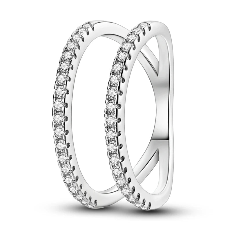 Silver Colour Star Zircon Ring for Women Wedding Engagement Gif