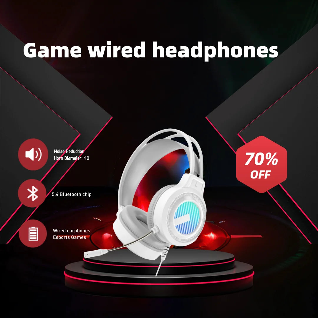 Wired 7.1 Gaming Headset Noise Cancelling USB for PC Laptop Console