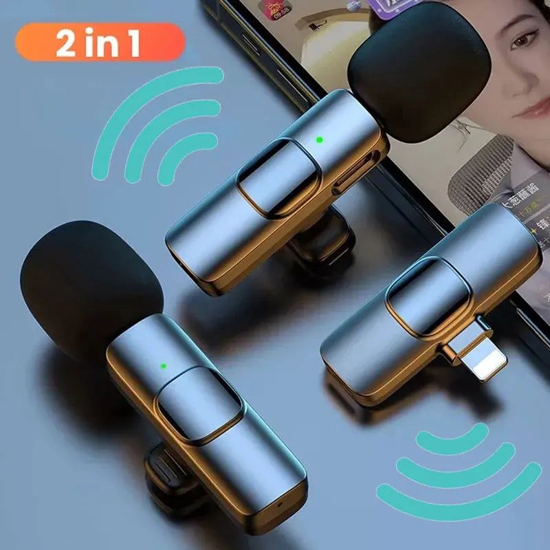 Wireless Lavalier Microphone Mini Clip-On Mic for iPhone & Android, Recording, Live, Gaming