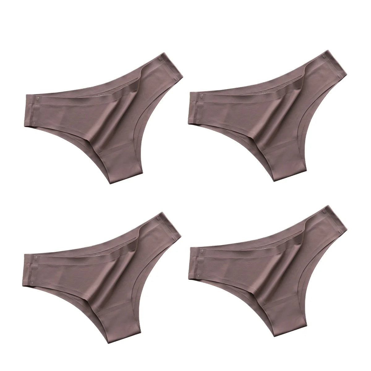4PCS Women's Seamless Ice Silk Panties Low Waist Soft G-String Briefs