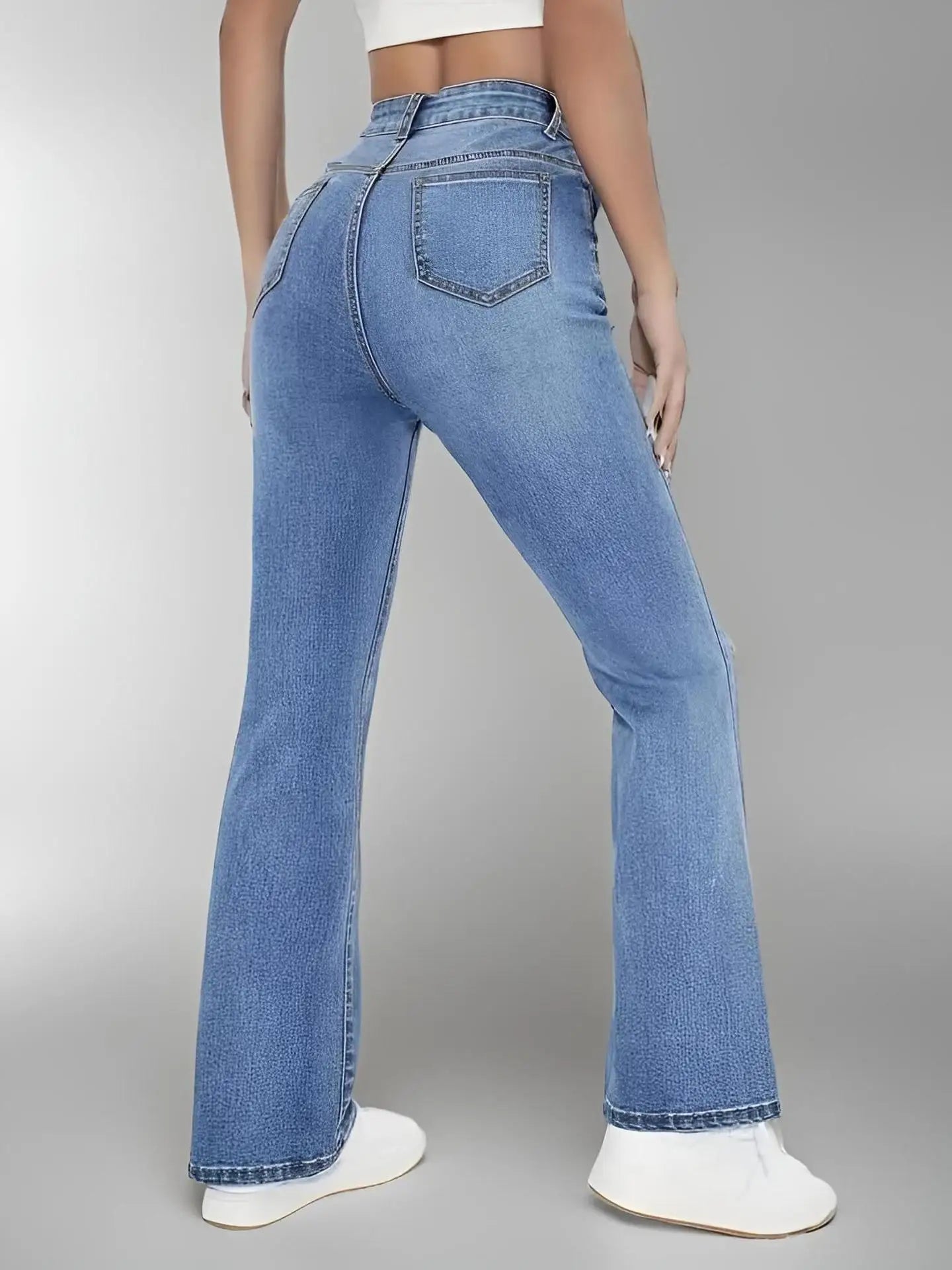 Women’s High Waist Washed Denim Jeans Casual, Versatile European Style Trousers