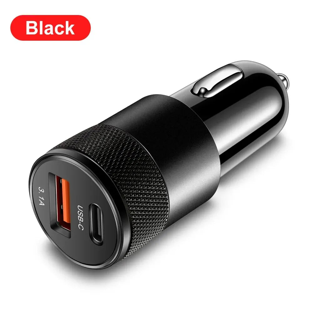 3.1A USB Car Charger Type-C Fast Charging Adapter for Phone Cigarette Port