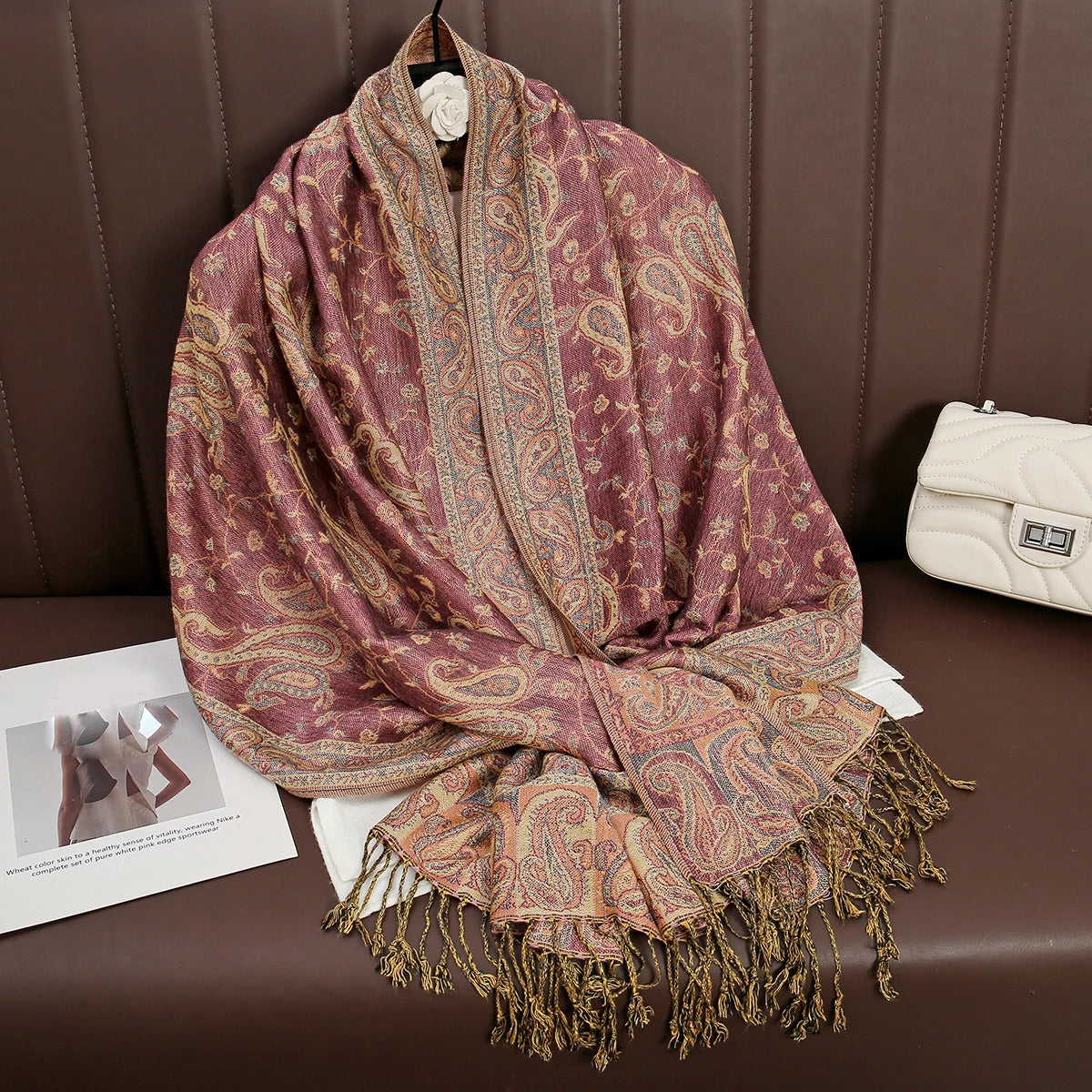 Women's Cashmere Pashmina Shawl Warm Winter Scarf Wrap with Elegant Print