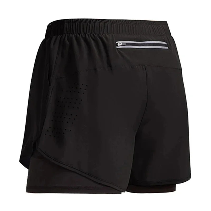 Men's Quick-Dry Double Layer Running Shorts – Fitness, Workout, Bodybuilding Sport Shorts