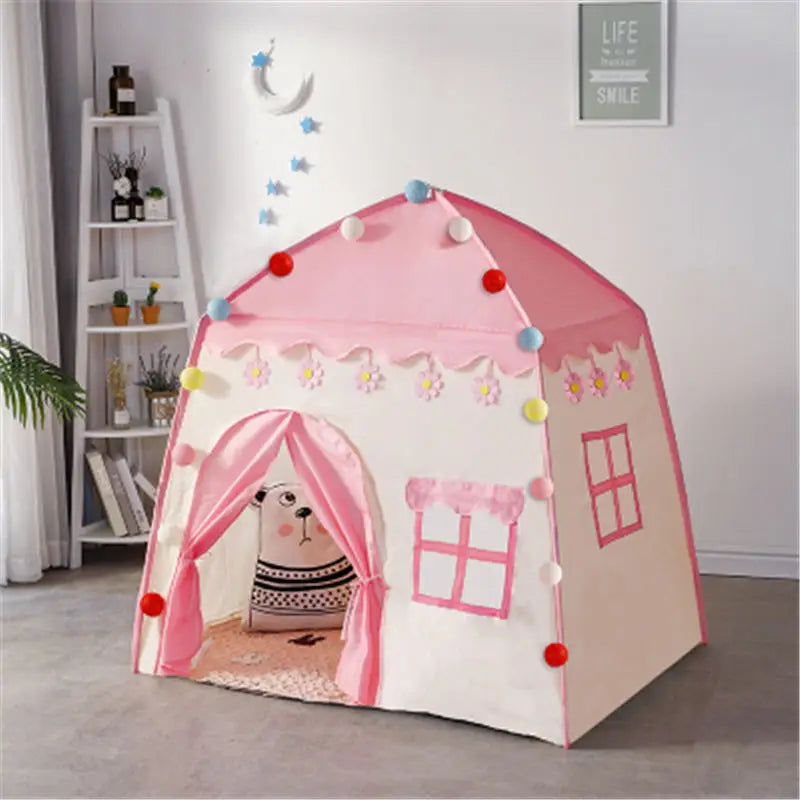 Kids Play Tent Indoor Outdoor Folding Teepee Princess Castle Playhouse