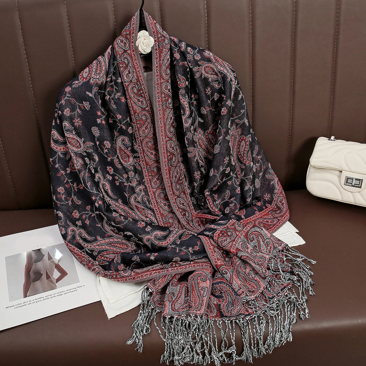 Women's Cashmere Pashmina Shawl Warm Winter Scarf Wrap with Elegant Print