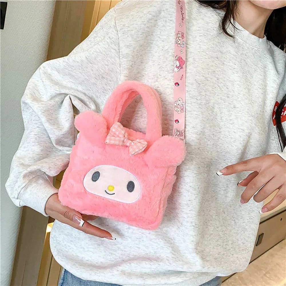 Plush Cartoon Crossbody Bag Kuromi Cinnamoroll Melody for Girls