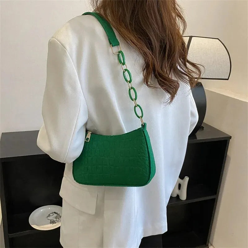 Luxury Felt Armpit Tote Fashionable Crescent & Square Handbag for Women