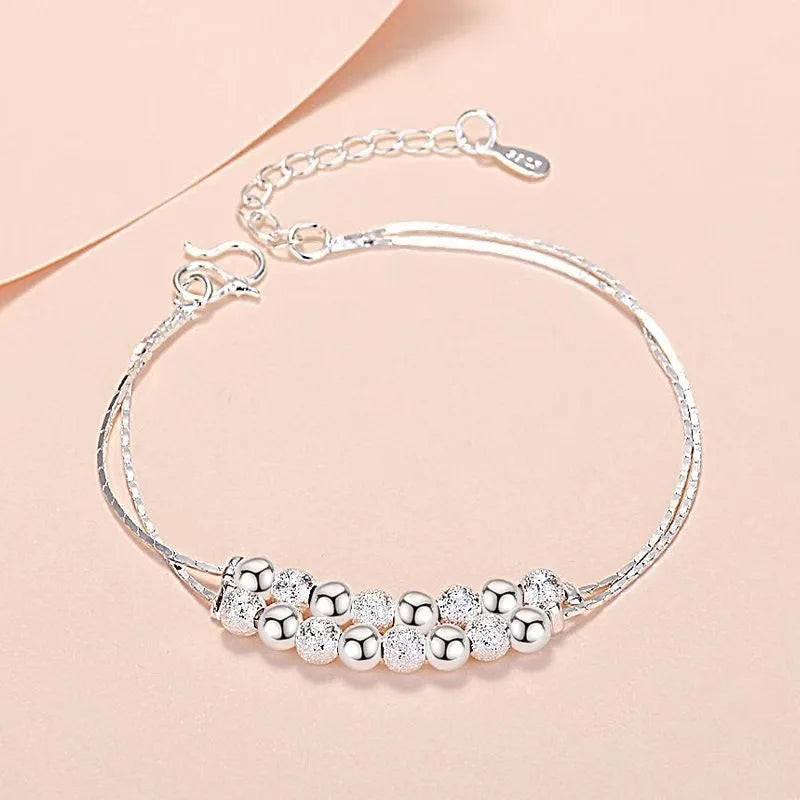 925 Sterling Silver Heart Zircon Chain Bracelet for Women Wedding Gift