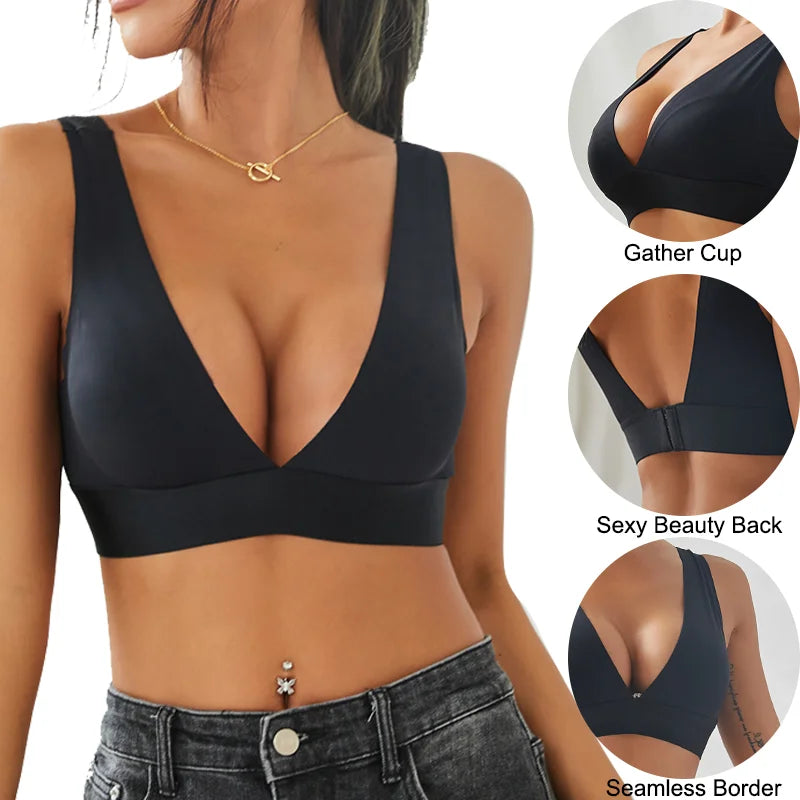 Women's Seamless Push Up Bra Padded Wireless One-Piece Comfort Bralette
