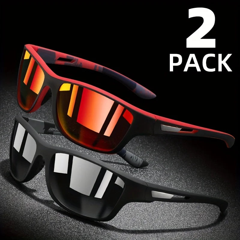 2 Pairs Polarized Wrap Sunglasses Outdoor Sport & Driving Shades Unisex