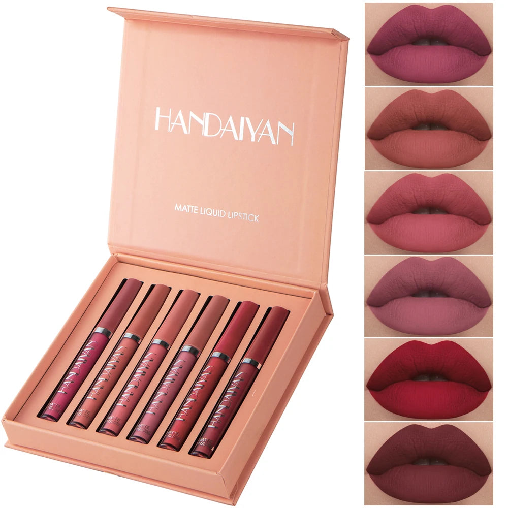 6PCS Non-Stick Matte Liquid Lipstick Set Long-Lasting Lip Gloss Gift Box