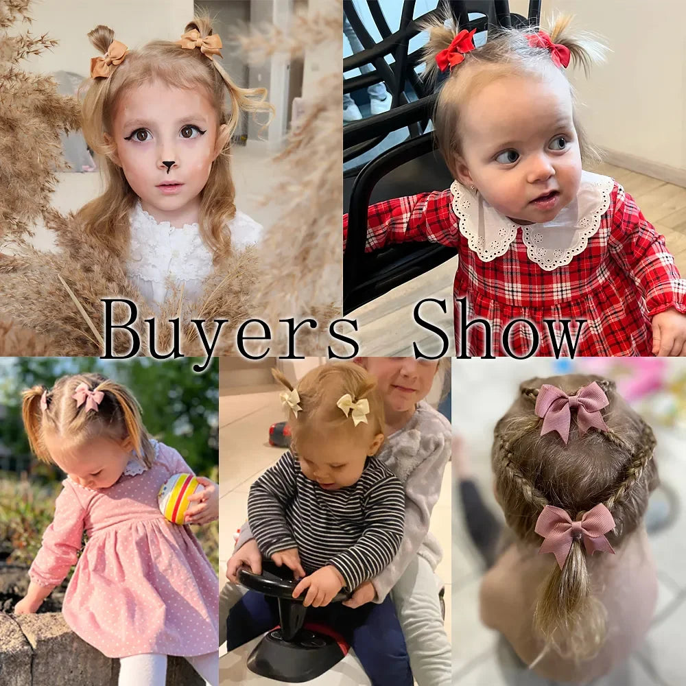 10PCS Cute Ribbon Bow Hair Clips for Baby Girls Handmade Barrettes Set