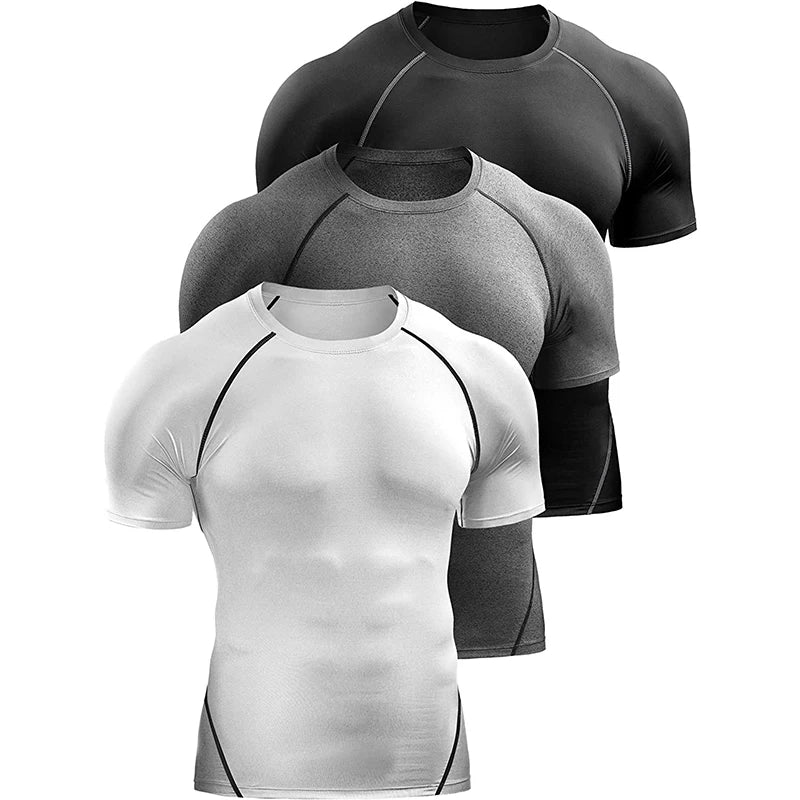 Men's Compression T-Shirt Quick-Dry Running Gym Workout Sportswear