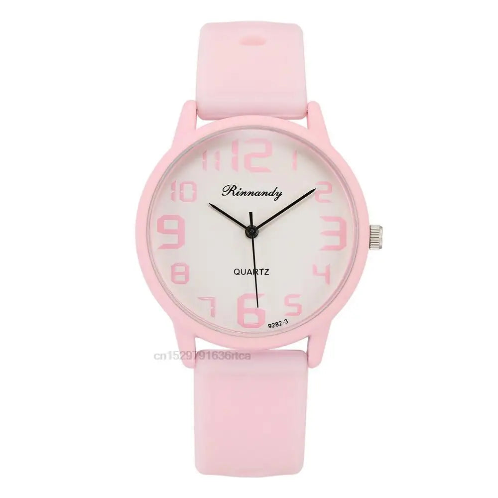 Women's Silicone Quartz Watch Set – Big Dial Casual Wristwatch Gift