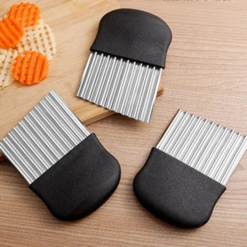 Stainless Steel Crinkle Cutter Wavy Knife for Potato Chips & French Fries