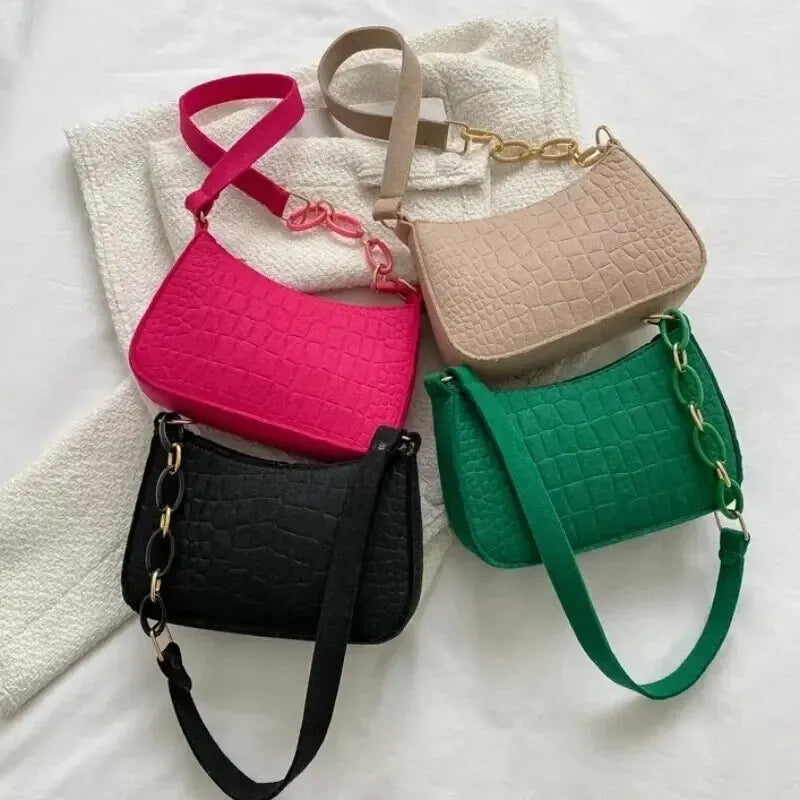 Luxury Felt Armpit Tote Fashionable Crescent & Square Handbag for Women