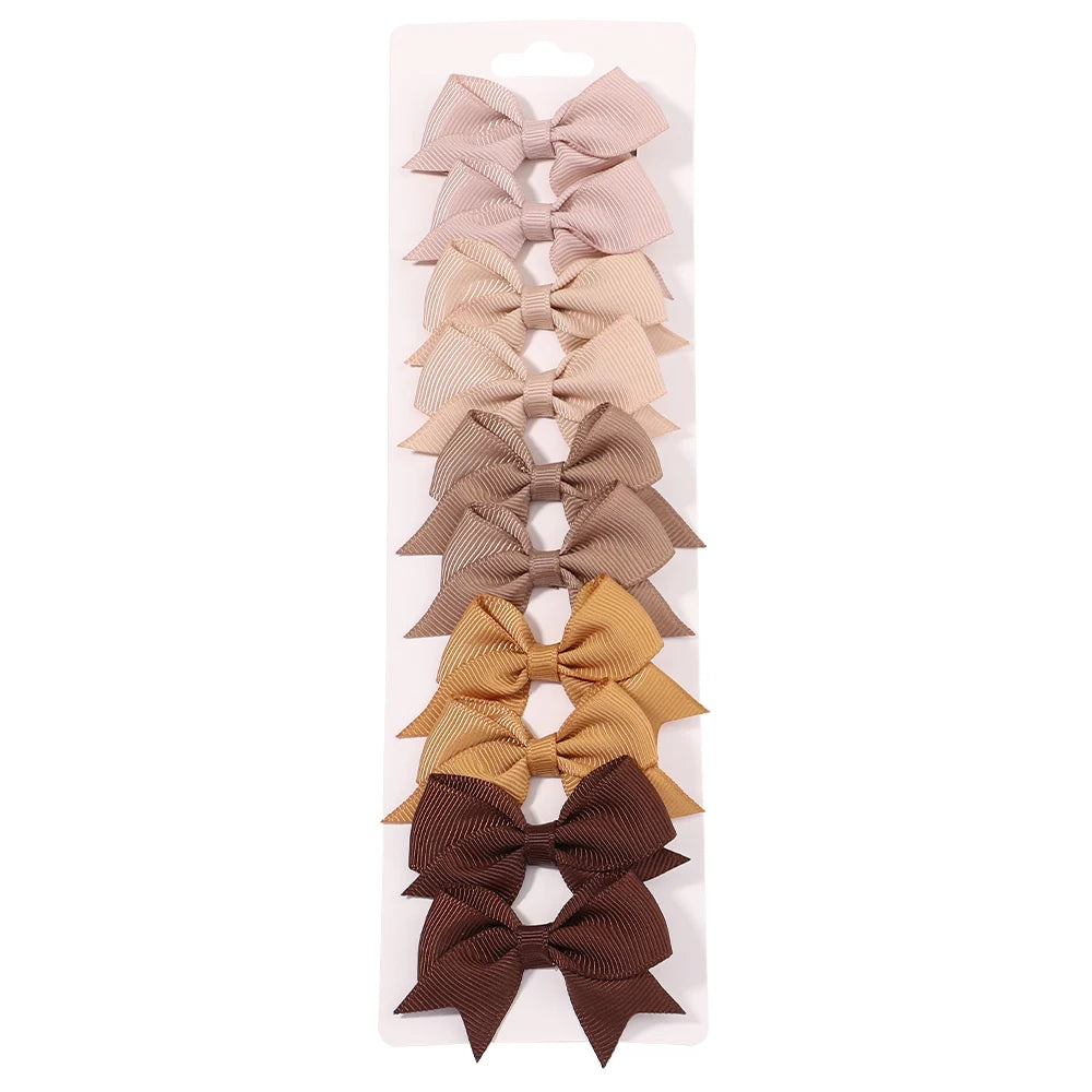 10PCS Cute Ribbon Bow Hair Clips for Baby Girls Handmade Barrettes Set