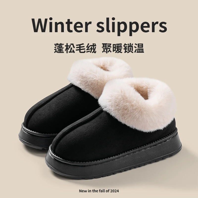 Women's Faux Fur Snow Boots – Fluffy Winter Indoor Slippers for Men & Women