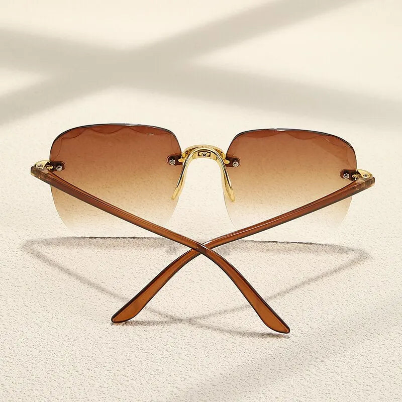 Women’s Square Frameless Gradient Sunglasses – Classic UV400 Shades