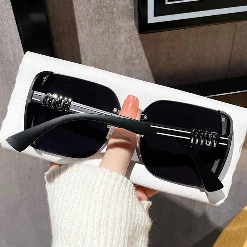 Luxury Rimless Sunglasses Women Vintage UV400 Anti-Glare Designer Shades