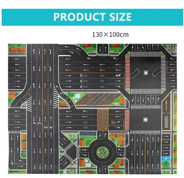 Baby Play Mat Traffic Road Map City Carpet Kids Car Parking Lot Game Rug