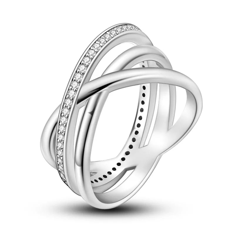Silver Colour Star Zircon Ring for Women Wedding Engagement Gif