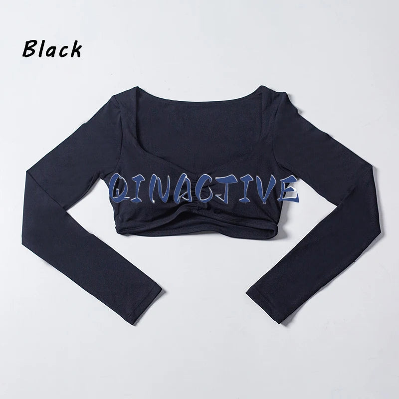 Women's Long Sleeve Crop Top Yoga Shirt Gym Fitness Workout Sports Tee