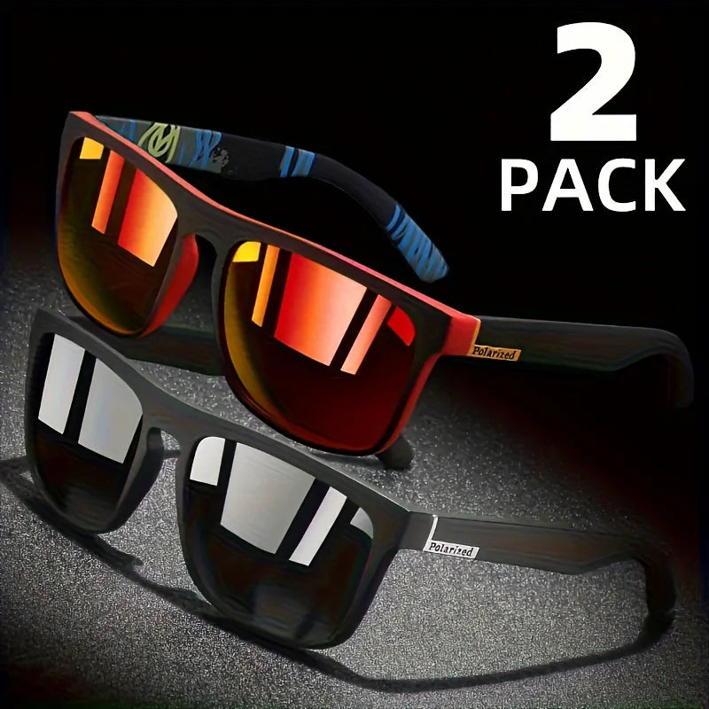 2PCS Square Polarized Sunglasses Anti-Glare UV400 for Driving & Travel