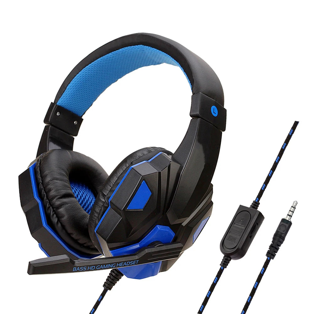 3.5mm Wired Gaming Headset with Mic Adjustable Bass for PC PS4 PS5 Xbox