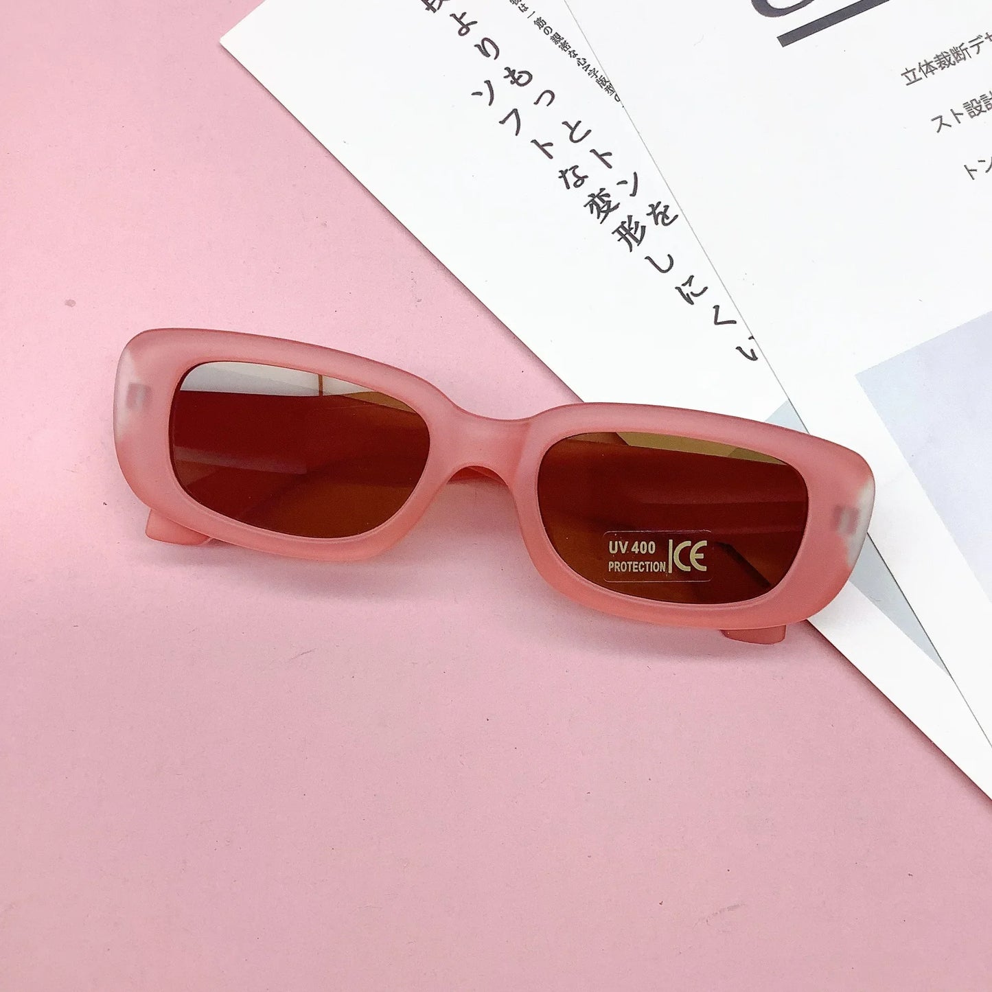Kids Vintage Frosted Rectangle Sunglasses –UV400 Shades for Boys & Girls