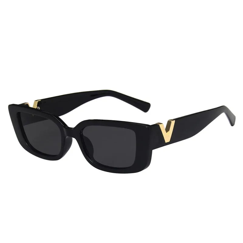 Retro Rectangle Sunglasses Small Frame UV400 Shades for Women