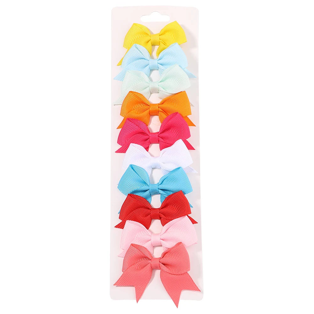 10PCS Cute Ribbon Bow Hair Clips for Baby Girls Handmade Barrettes Set