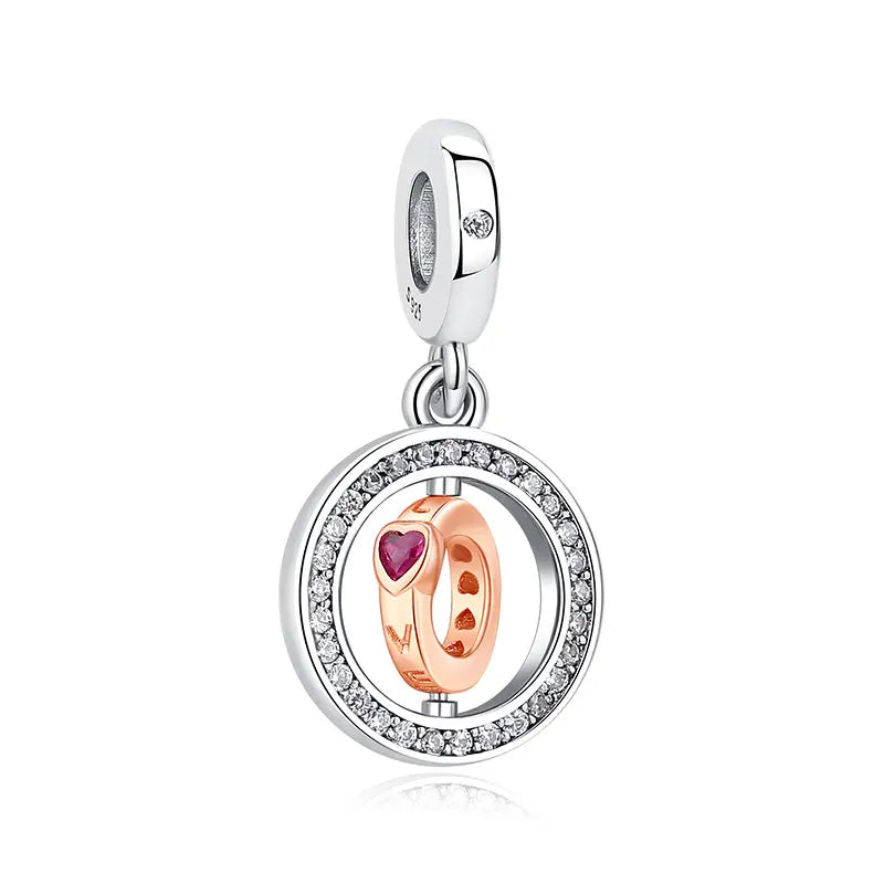 925 Silver Love Heart Charm Bead for Bracelets & Necklaces Valentine's Gift