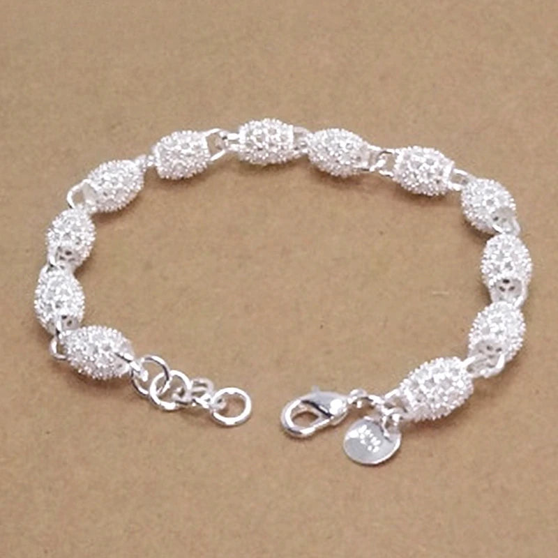 925 Sterling Silver Heart Zircon Chain Bracelet for Women Wedding Gift