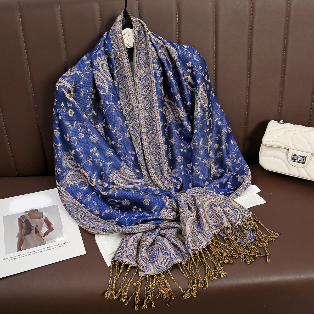 Women's Cashmere Pashmina Shawl Warm Winter Scarf Wrap with Elegant Print