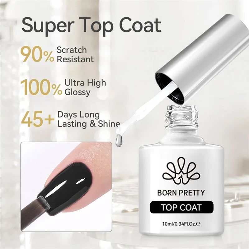 10ml Top & Base Coat Gel Nail Polish Soak Off UV LED Long-Lasting Shine