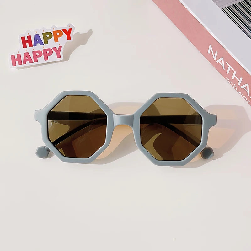 Kids Vintage Round UV400 Sunglasses Frosted Acrylic Fashion Shades