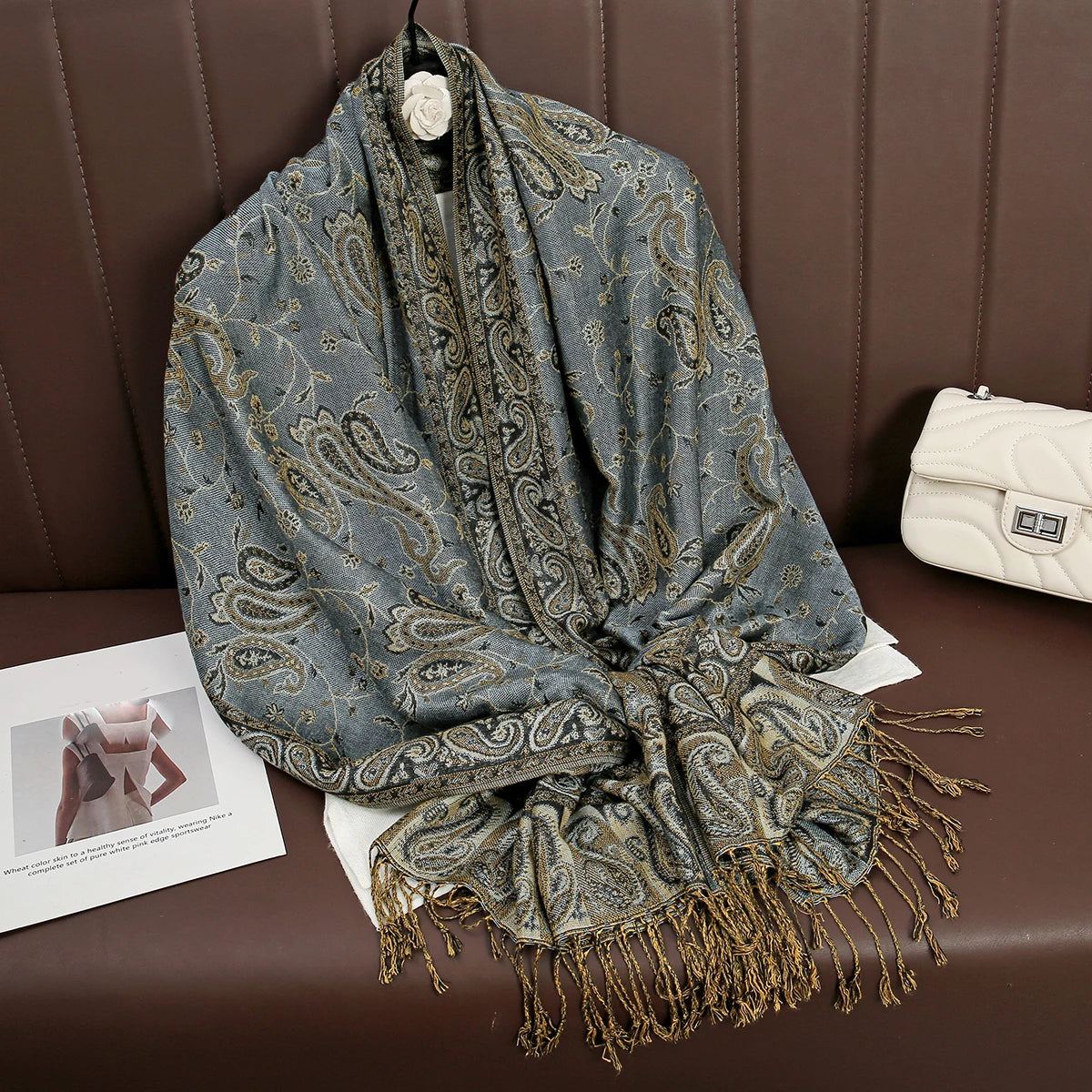 Women's Cashmere Pashmina Shawl Warm Winter Scarf Wrap with Elegant Print