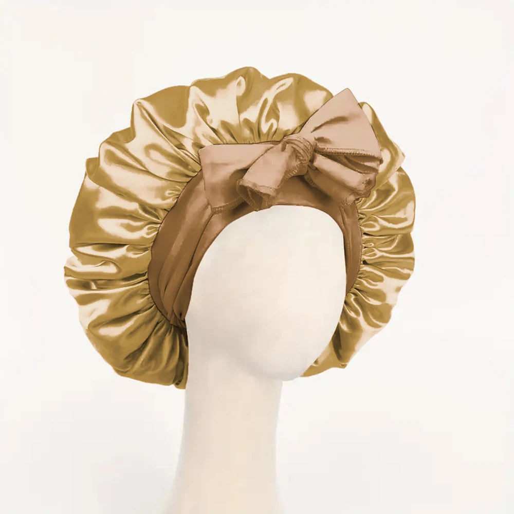 Adjustable Satin Silk Bonnet with Tie Band for Sleeping Hair Protection