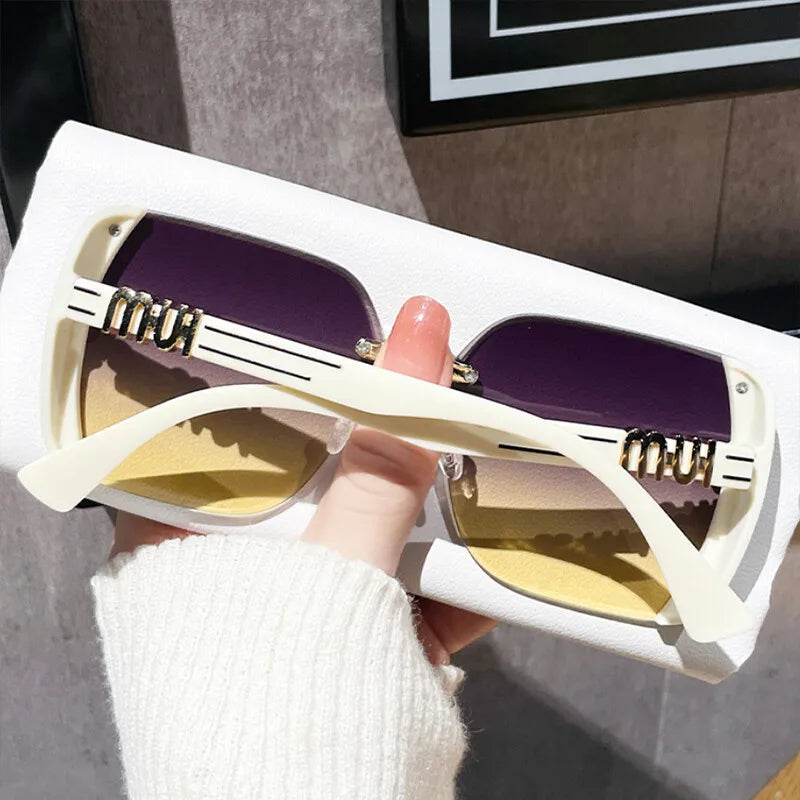 Luxury Rimless Sunglasses Women Vintage UV400 Anti-Glare Designer Shades
