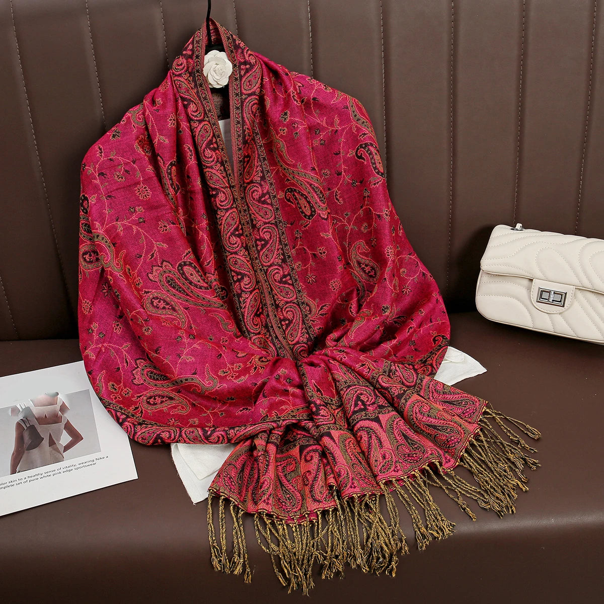 Women's Cashmere Pashmina Shawl Warm Winter Scarf Wrap with Elegant Print
