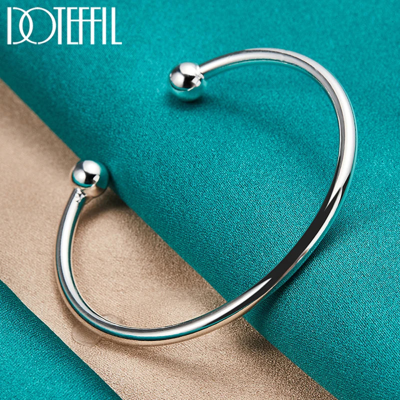 S925 Silver 4mm Smooth Bead Bracelet Bangle for Men & Women Gift