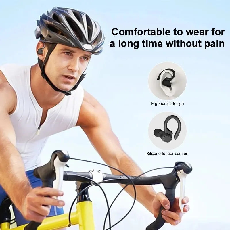 True Wireless Earbuds Ear Hook Sport HiFi Stereo Waterproof Headset w/Mic